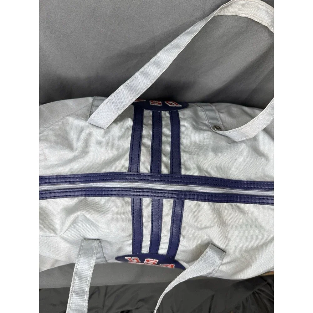Vintage 80s Adidas USA Duffle Bag Soccer Medium 70s Striped Logo World Cup VTG